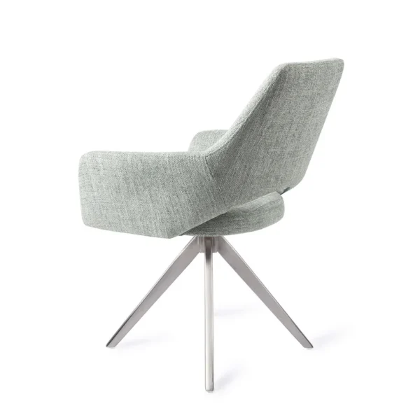 Set 2 scaune rotative dining din tesatura vernil/argintiu Yanai - imagine 4