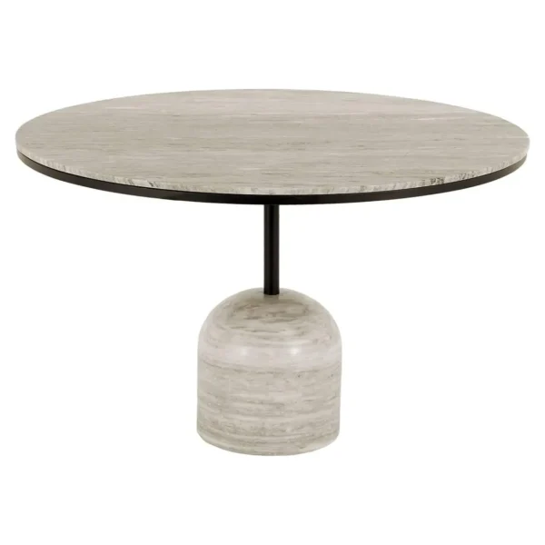 Masa dining rotunda alb bej din marmura Duncan - imagine 2