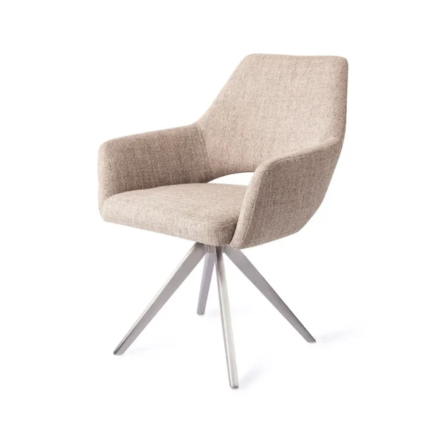 Set 2 scaune rotative dining din tesatura grej/argintiu Yanai - imagine 2