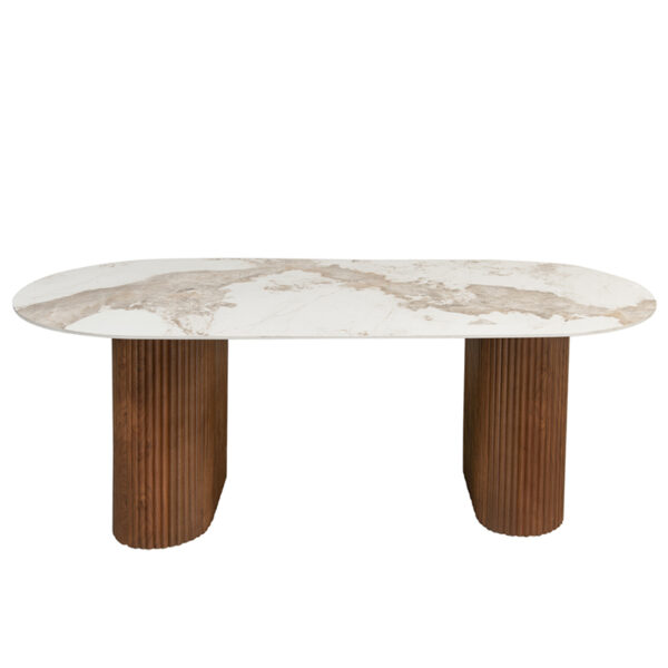 Masa dining ovala maro din MDF si ceramica Urban Chique - imagine 2