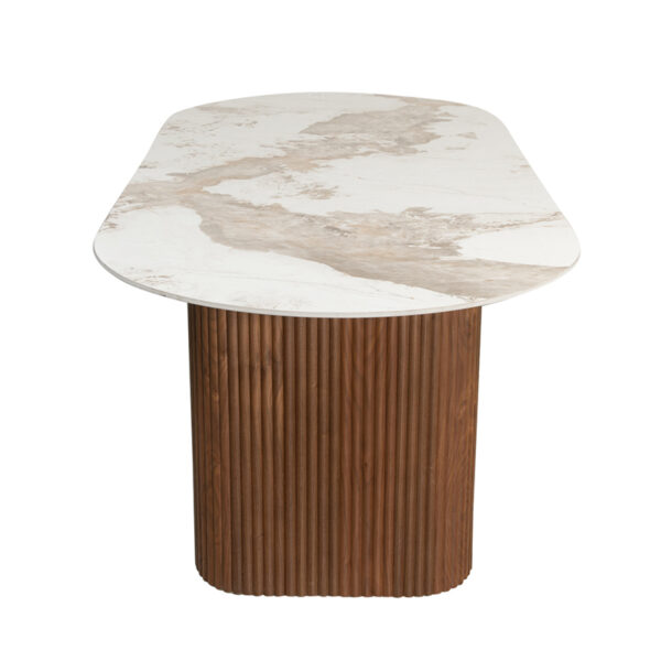 Masa dining ovala maro din MDF si ceramica Urban Chique - imagine 3