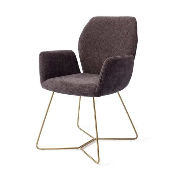Set 2 scaune dining din tesatura gri inchis/auriu Beehive Gold Misaki - imagine 2