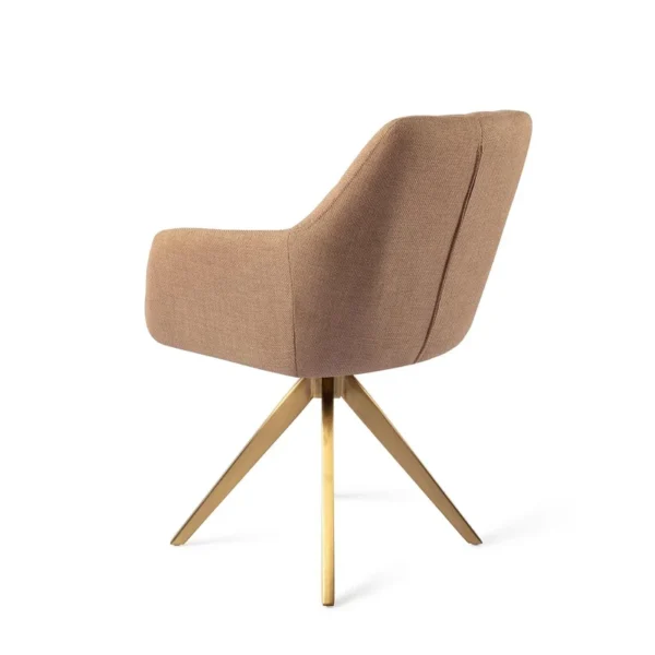 Set 2 scaune rotative dining din tesatura maro caramel/auriu Noto - imagine 4