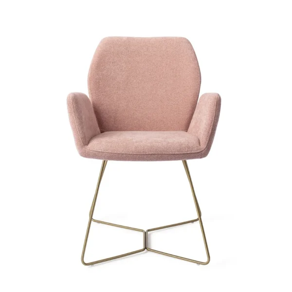 Set 2 scaune dining din tesatura somon/auriu Beehive Gold Misaki