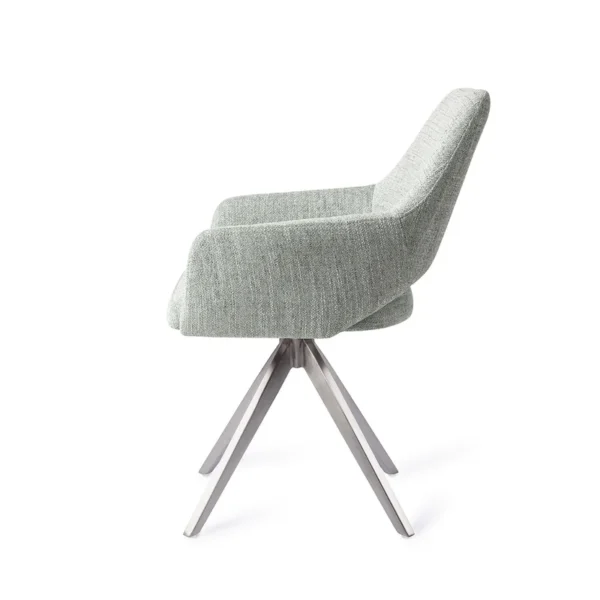 Set 2 scaune rotative dining din tesatura vernil/argintiu Yanai - imagine 3