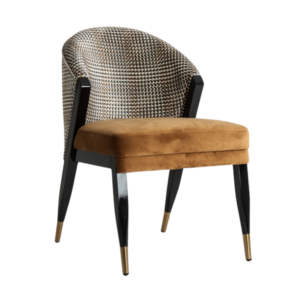 Scaun dining multicolor din catifea si lemn Brillon
