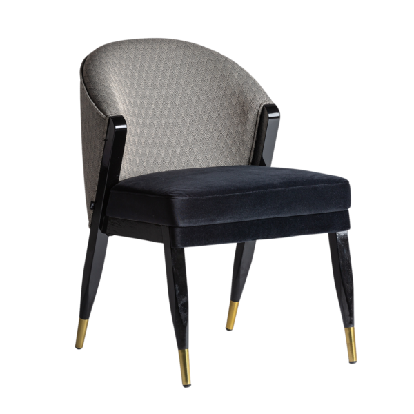 Scaun dining multicolor din catifea si lemn Trun