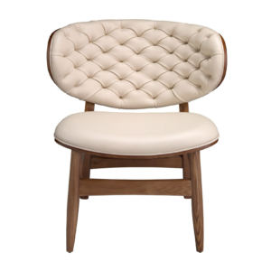 Fotoliu bej din lemn si piele artificiala Cozy