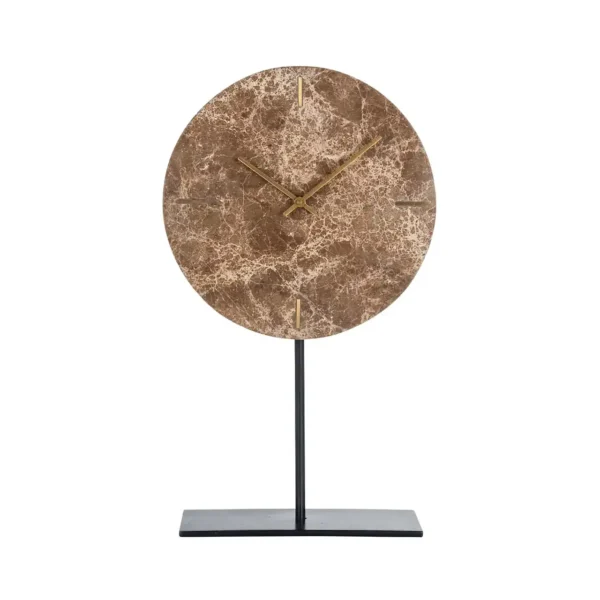 Decoratiune ceas de masa maro din marmura si metal Brett - imagine 2
