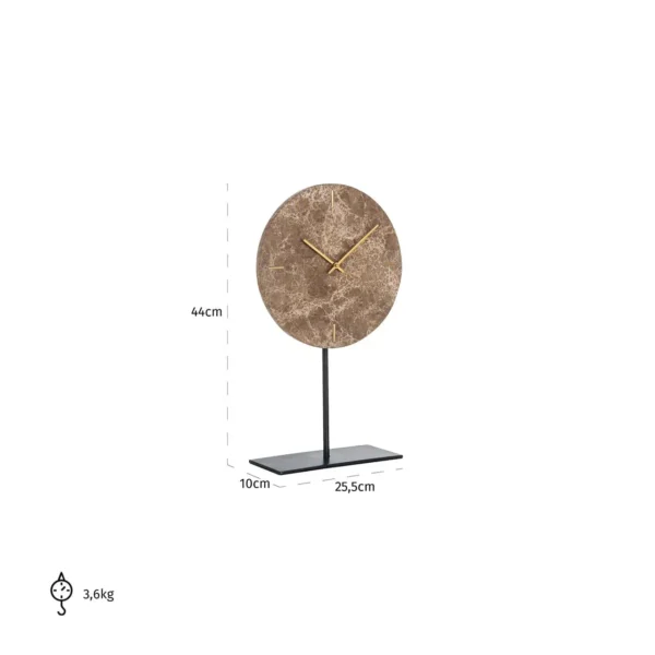 Decoratiune ceas de masa maro din marmura si metal Brett - imagine 4