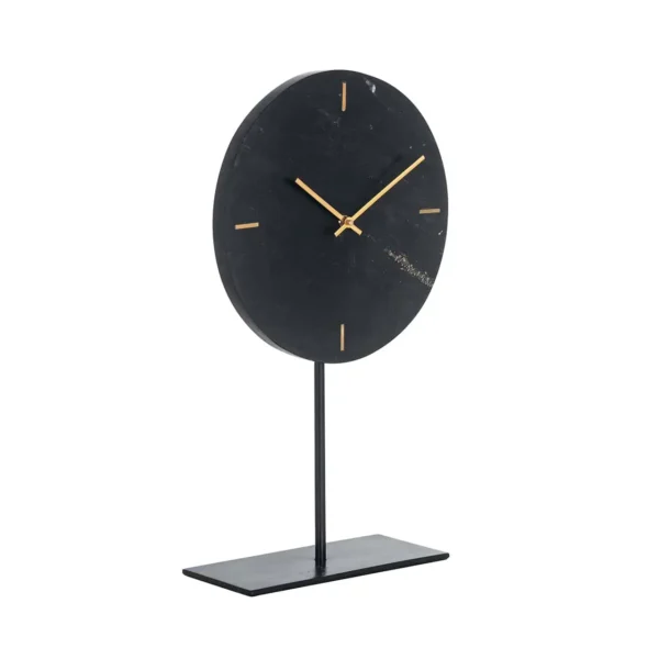 Decoratiune ceas de masa negru din marmura si metal Brett