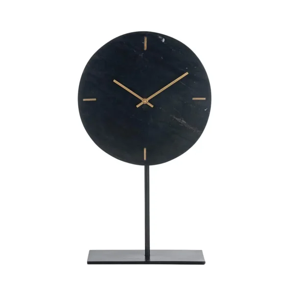 Decoratiune ceas de masa negru din marmura si metal Brett - imagine 2