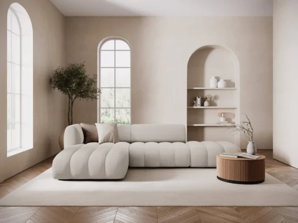 Coltar bej deschis din catifea Mallorca - imagine 2