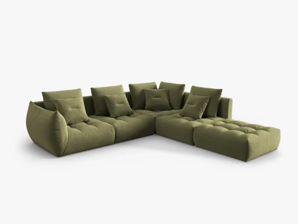 Coltar verde olive din catifea Lagoon Dreapta - imagine 3
