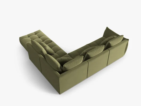 Coltar verde olive din catifea Lagoon Dreapta - imagine 4