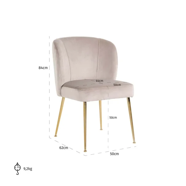 Scaun dining bej kaki din catifea Cannon - imagine 5