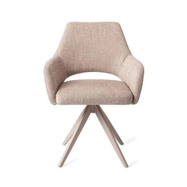 Set 2 scaune rotative dining din tesatura grej/bej Yanai