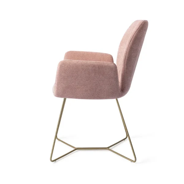 Set 2 scaune dining din tesatura somon/auriu Beehive Gold Misaki - imagine 3