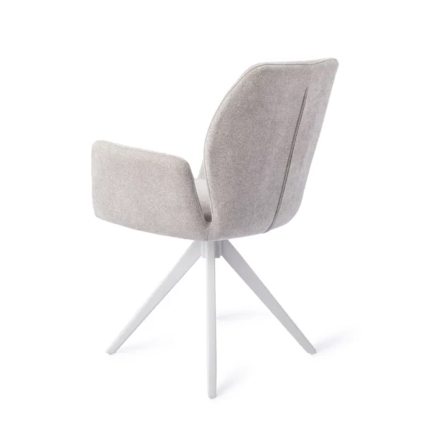 Set 2 scaune dining rotative din tesatura gri deschis/alb Misaki - imagine 6