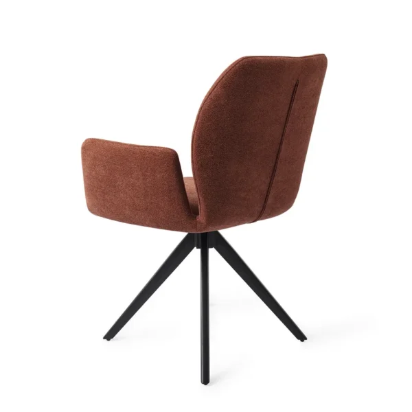 Set 2 scaune dining rotative din tesatura caramiziu/negru Misaki - imagine 4