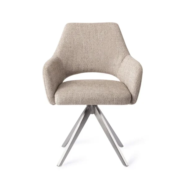 Set 2 scaune rotative dining din tesatura grej/argintiu Yanai