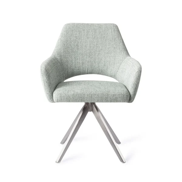 Set 2 scaune rotative dining din tesatura vernil/argintiu Yanai