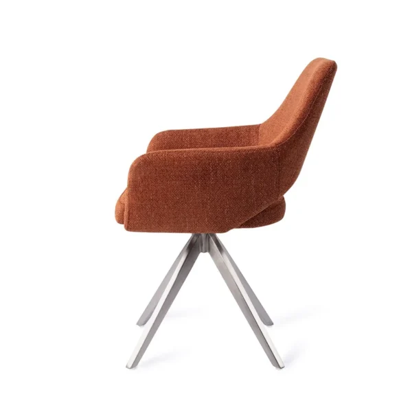 Set 2 scaune rotative dining din tesatura caramiziu/argintiu Yanai - imagine 4
