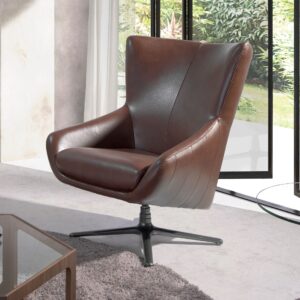 Fotoliu rotativ maro coniac din piele naturala President