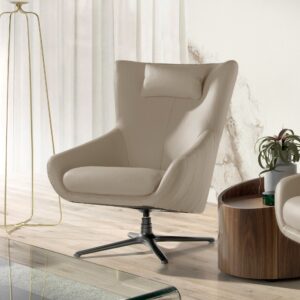 Fotoliu rotativ bej din piele naturala President