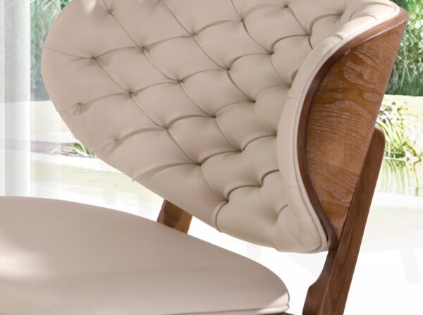Fotoliu bej din lemn si piele artificiala Cozy - imagine 5
