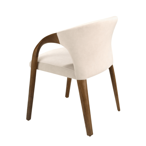 Scaun dining crem din catifea si lemn Elon - imagine 4