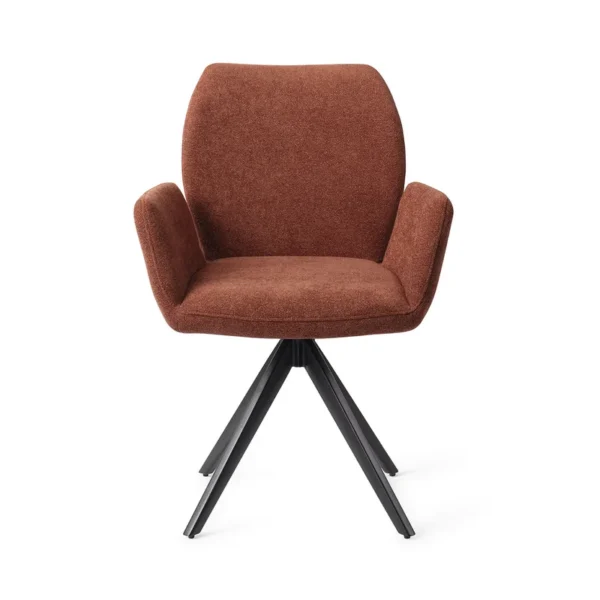 Set 2 scaune dining rotative din tesatura caramiziu/negru Misaki