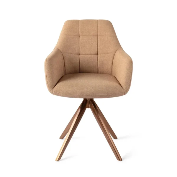 Set 2 scaune rotative dining din tesatura maro caramel/roze Noto