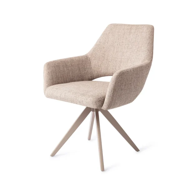 Set 2 scaune rotative dining din tesatura grej/bej Yanai - imagine 2