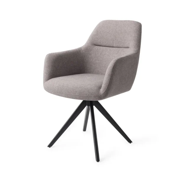 Set 2 scaune dining rotative din tesatura gri deschis/negru Kinko - imagine 2