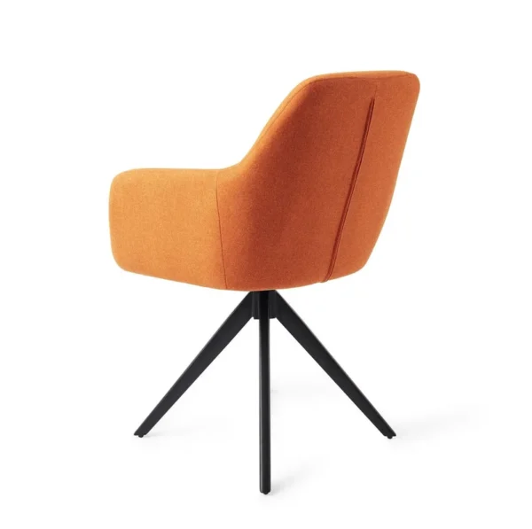 Set 2 scaune dining rotative din tesatura portocaliu/negru Kinko - imagine 4