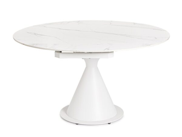 Masa dining extensibila alba din otel si portelan Jonni - imagine 3