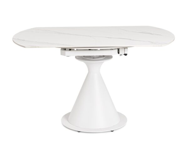 Masa dining extensibila alba din otel si portelan Jonni - imagine 4