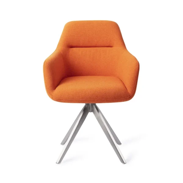 Set 2 scaune dining rotative din tesatura portocaliu/argintiu Kinko