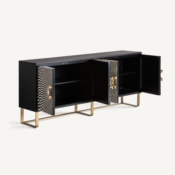 Bufet inferior alb/negru cu model geometric din MDF și fier Gatsby - imagine 5
