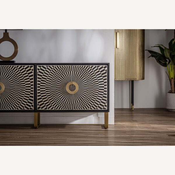 Bufet inferior alb/negru cu model geometric din MDF și fier Gatsby - imagine 2