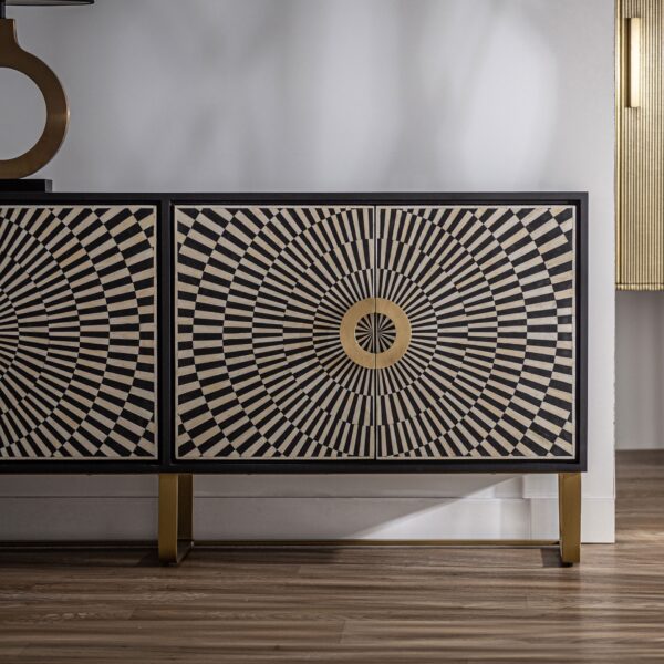 Bufet inferior alb/negru cu model geometric din MDF și fier Gatsby - imagine 3