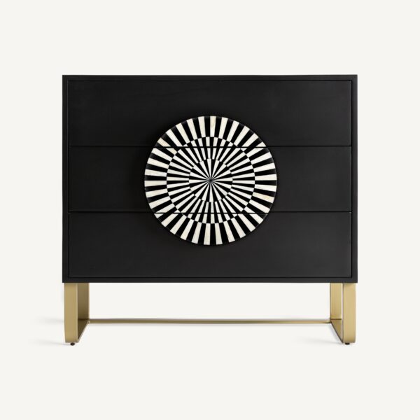 Comoda neagra cu model geometric din MDF și fier Gatsby - imagine 2