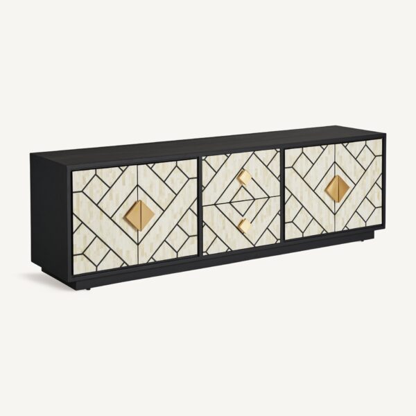 Comoda TV bej/neagra din MDF si os Charmes - imagine 2