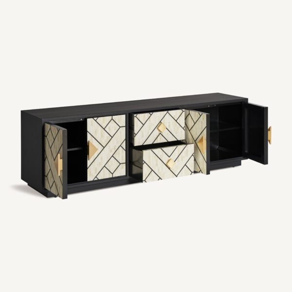 Comoda TV bej/neagra din MDF si os Charmes - imagine 3