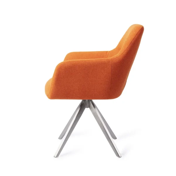 Set 2 scaune dining rotative din tesatura portocaliu/argintiu Kinko - imagine 3