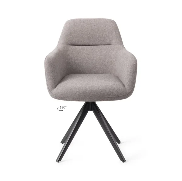 Set 2 scaune dining rotative din tesatura gri deschis/negru Kinko
