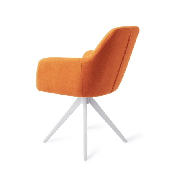 Set 2 scaune dining rotative din tesatura portocaliu/alb Kinko - imagine 4