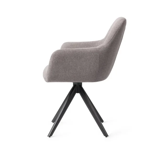 Set 2 scaune dining rotative din tesatura gri deschis/negru Kinko - imagine 3