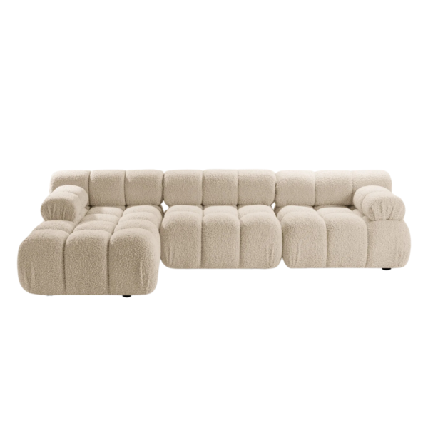 Coltar modular 4 locuri bej deschis din tesatura boucle Bellis Left